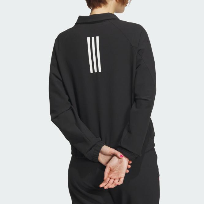 Adidas Solid Color Stand Collar Zipper Casual Long Sleeve Jacket Women jackets Black JE3579