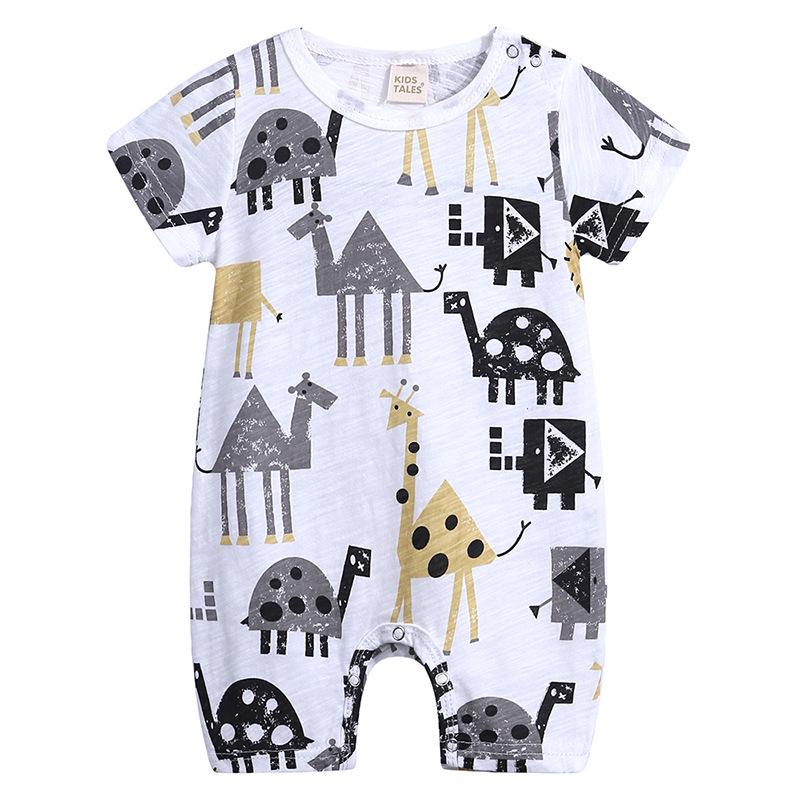 Summer Baby Short Sleeve Romper 0-24 Months Breathable Ribbed Cotton