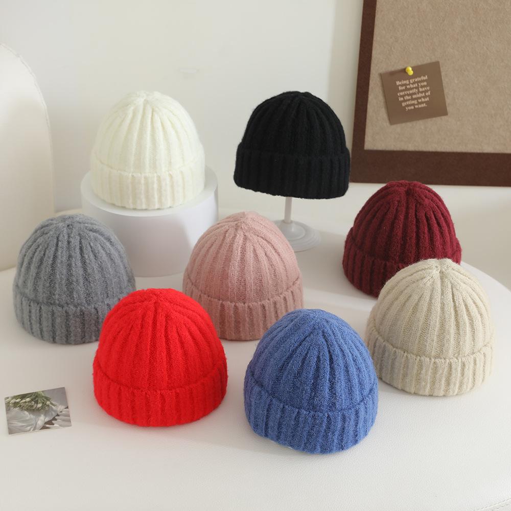 Winter Hats For Children Girls Boys Kids Knitted Beanie Candy Color Solid Striped Keep Warm Korean Style Casual Bonnet Caps New