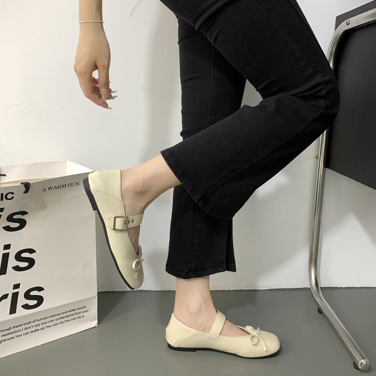 

Ballet Mary Jane is not tired of Doudou shoes for women s early autumn new soft-soled one-word buckle light-mouth small leather shoes for women s sing 35