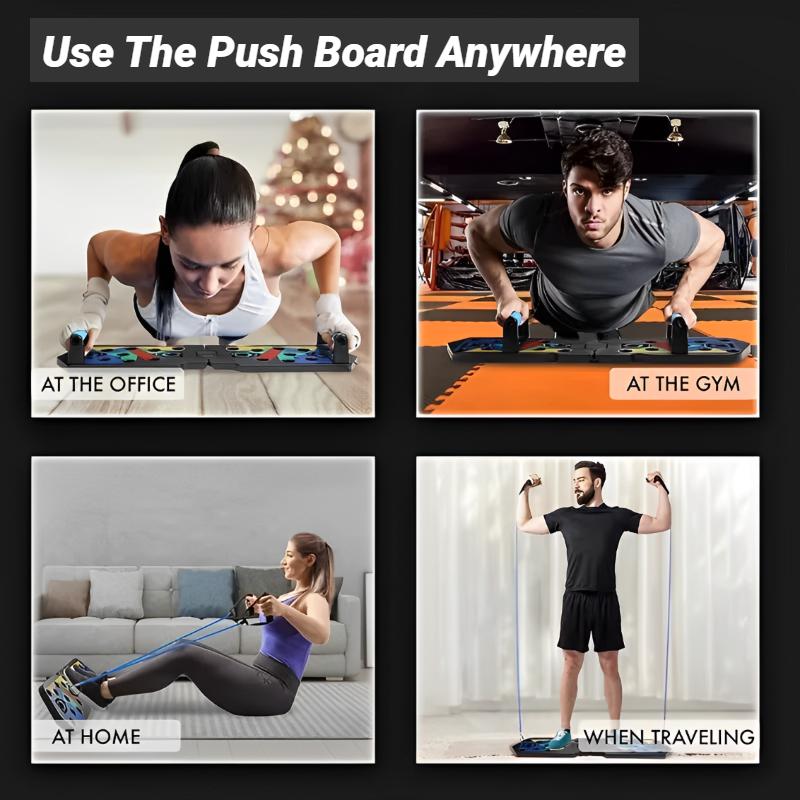 Portable Multifunctional Push Up Board for Home Workout Foldable Fitness Training Device with Resistance Bar