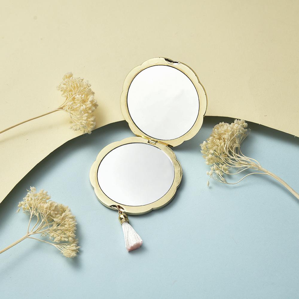 Peony Folding Mirror: Electroplated Metal with Cultural Print - New Chinese Style Souvenir