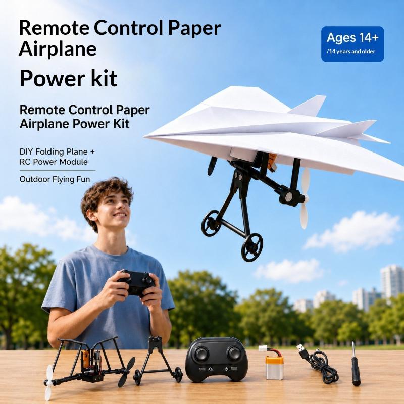 Remote Control Paper Airplane Kit With Gyro Stabilizer Diy Electric Rc Plane Power Module Paper Aircraft Transmitter Component