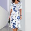 

Crushed Flower Printed Woman Dress Elegant Dresses For Women Summer Holiday Short Sleeve O-Neck Clothin… More 2XL