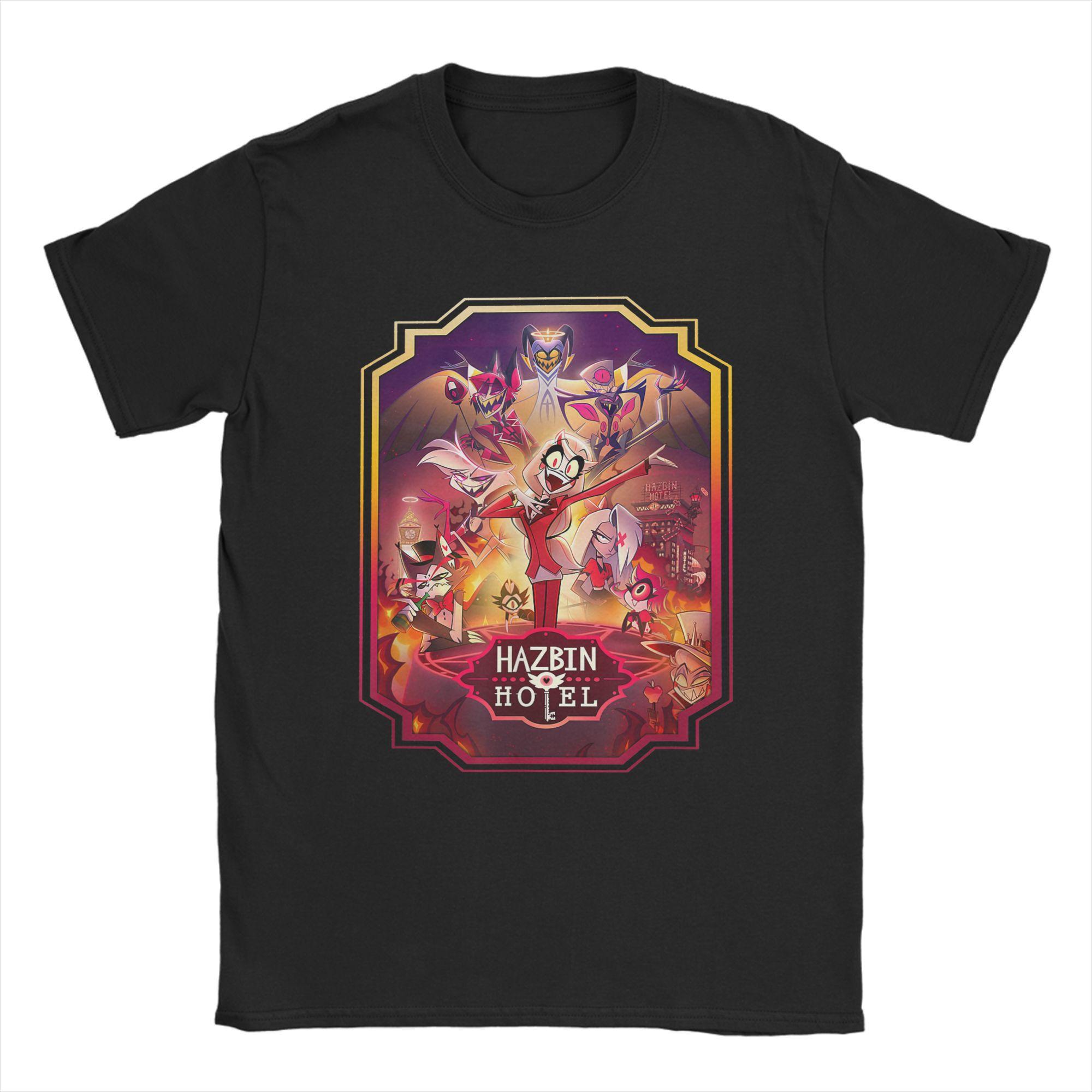 

The Sinners Hazbined Anime Hoteled T Shirt Men Cotton Vintage T-Shirt Round Neck Tees Short Sleeve Tops Plus Size 4XL