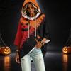 Women's Fashionable Three-Quarter-Sleeve Halloween-Printed Hooded Pullover
