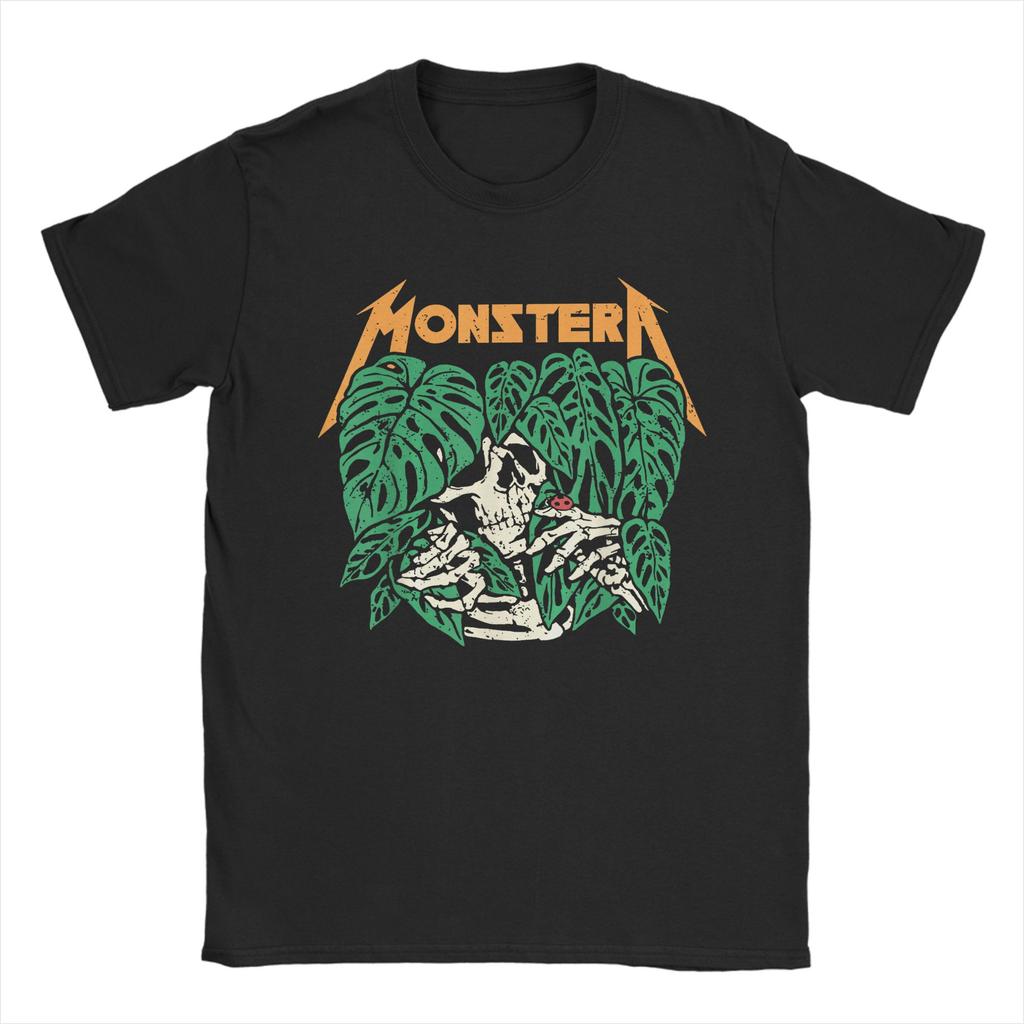 Harajuku T-Shirt Beach Monstera Skull Plant Lover Skeleton Grunge Hip Hop T-Shirts Pure Cotton Tee Shirt Short Sleeve Clothing