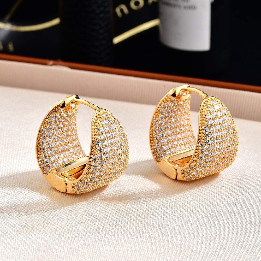 Серьги-кольца в стиле легкой роскоши с микро-инкрустацией цирконами, винтажные серьги-клипсы с кристаллами в форме капли для женщин