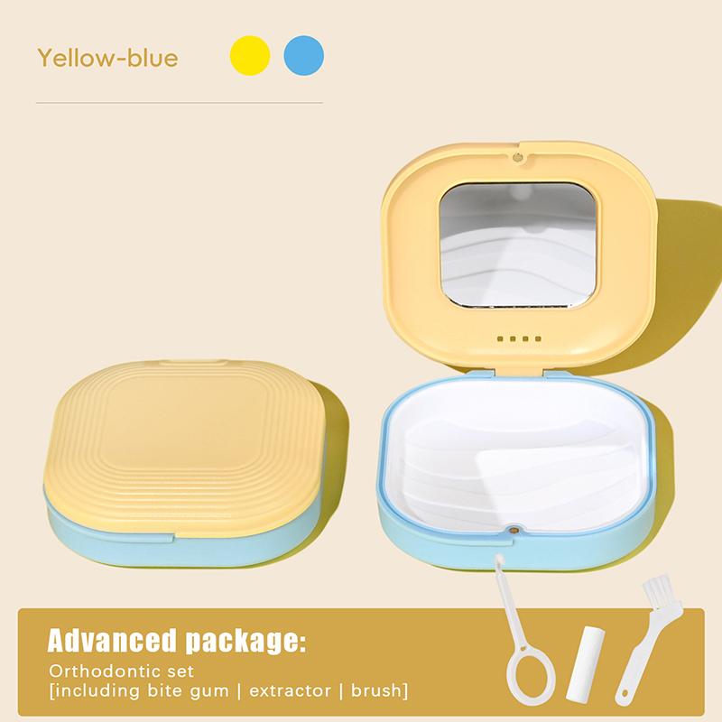 Dental Retainer Box With Mirror Magnetic Aligner Mouth Guard Container Travel Case For Teeth Braces False Denture Storage