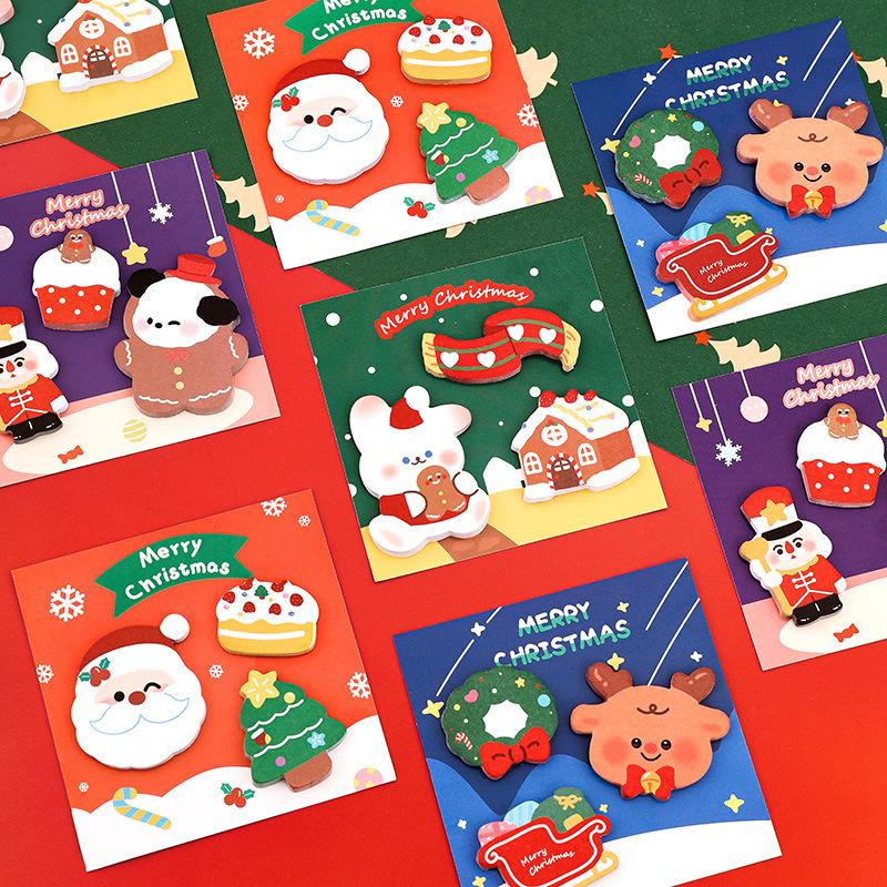 60Sheets Cartoon Christmas Sticky Notes Cute Shaped Memo Pad Christmas Gift Decoration Self-Adhesive Bookmarks School Supplies