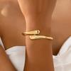 Stainless Steel Teardrop Shaped Bangle For Women Simple Chunky Gold Silver Color Adjustable Cuff Open Bracelet Fashion Jewelry