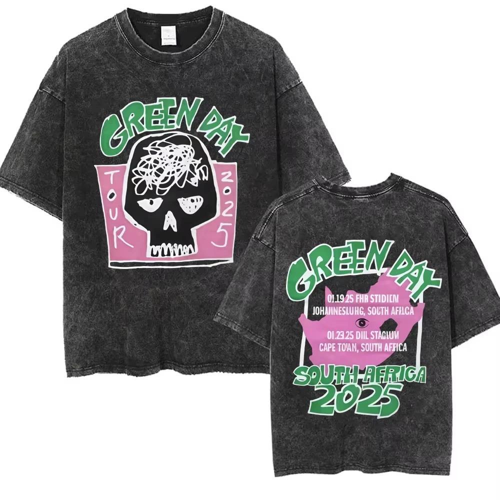 New Arrival Mens Clothes Tee Shirt Homme Graphic TShirts Men Tshirt for Men Ropa Hombre Washed Vintage Punk Band Green Day
