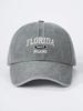 Washed Denim Baseball Cap With Florida 1822 Miami Embroidery Adjustable Outdoor Sun Hat