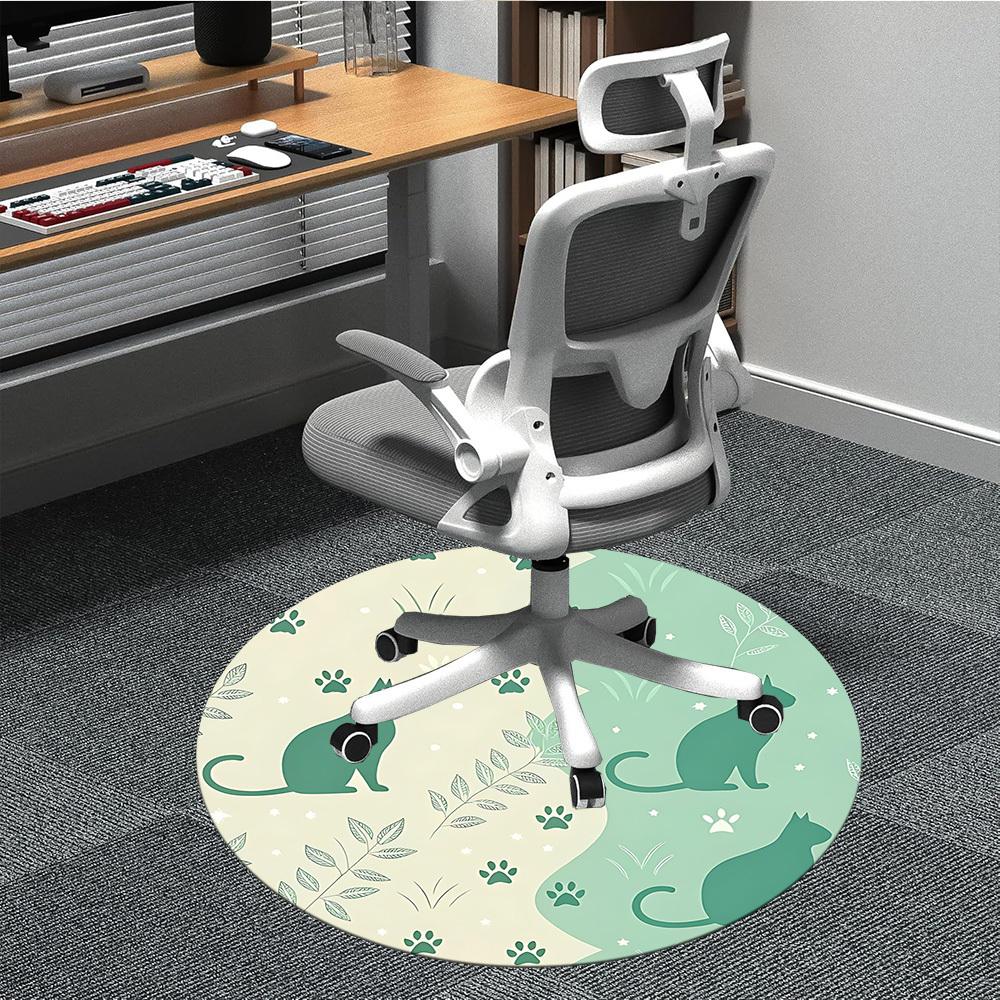 1pc Cat Nature Office Round Area Rug, Indoor Mat Suitable For Office, Under Office Chairs Bedroom Living Room Home Decor, Room Deco