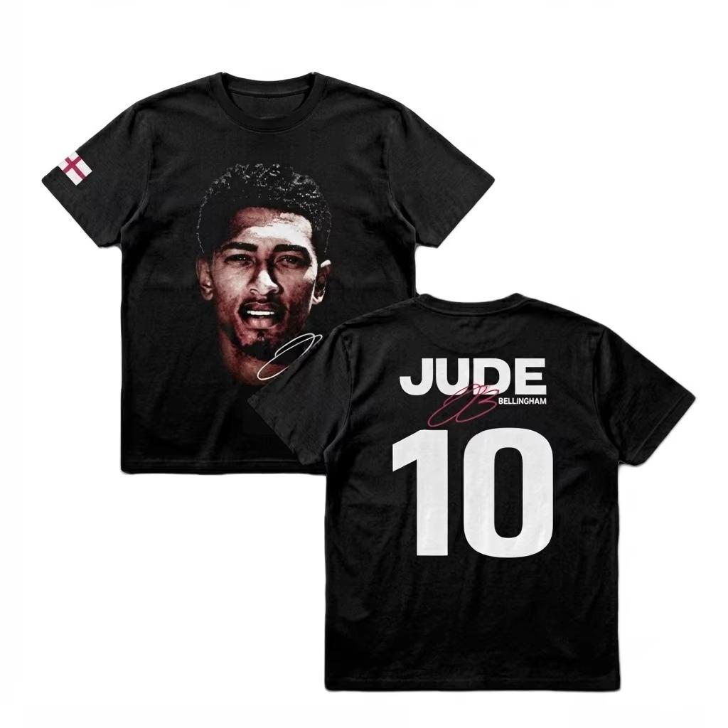 Jude Bellingham #10 Grafica 2026 Inghilterra Calcio Estiva Maglietta Streetwear Oversize Cotone Unisex Uomo Donna Manica Corta Femminile Maschile Abbigliamento