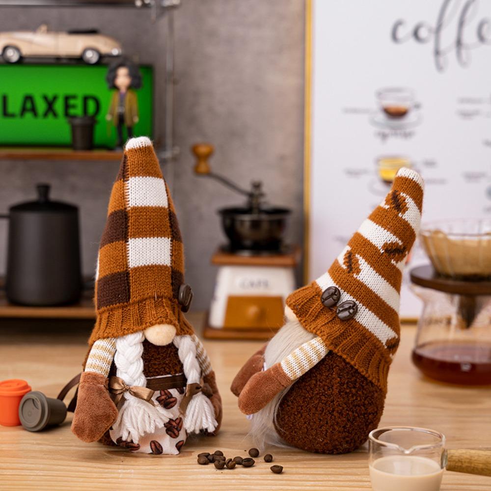 1/2 Pcs Coffee Gnome Coffee Bar Decoration, Handmade Swedish Gift Farmhouse Plush With Coffee Bag Christmas Kitchen Decoration