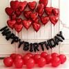 29 PcsBlack Happy Birthday Balloon Set Red Heart Balloon Bow Aluminum Film Balloon Birthday Party Decoration Photography Props