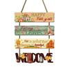 Rustic Pumpkin Door Sign Set, Wooden Scarecrow Wall Hanging Decor with Sunflower and Maple Leaf, Vintage Fall Harvest Welcome Plaque