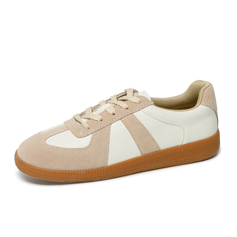 Cowhide~ Little White Shoes Women's Retro Training Casual Lace-up Running Sports Shoes Versatile Flat Baseplate Shoes