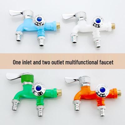 Rubinetto Multifunzionale a Doppia Uscita per Lavatrice: Un Ingresso, Due Uscite, Lavabo per Mop Domestico a Tre Vie, Rubinetto Monofreddo a Apertura Rapida