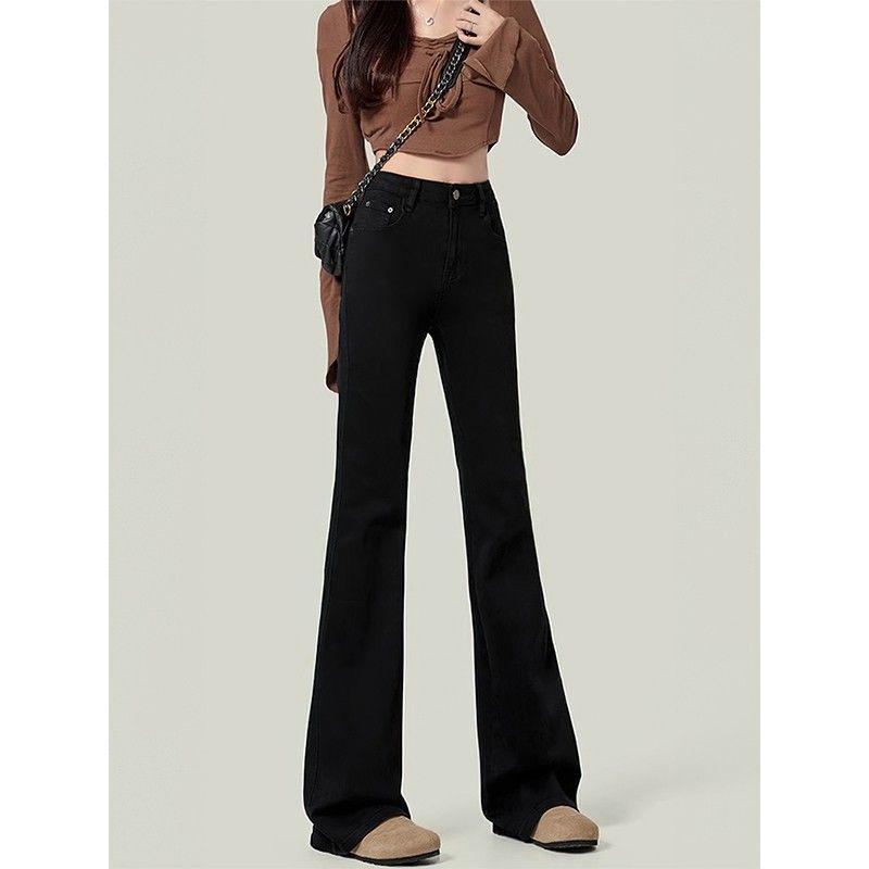 

Женские черные расклешенные джинсы с высокой талией: 2024 Эластичный крой для похудения M [90-103 lbs]