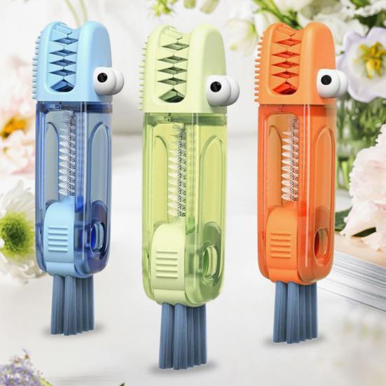 3-in-1 Crocodile Cup Lid Brush Ergonomic Handle Water Bottle Cleaner Multifunctional Portable Gaps Corners Brush
