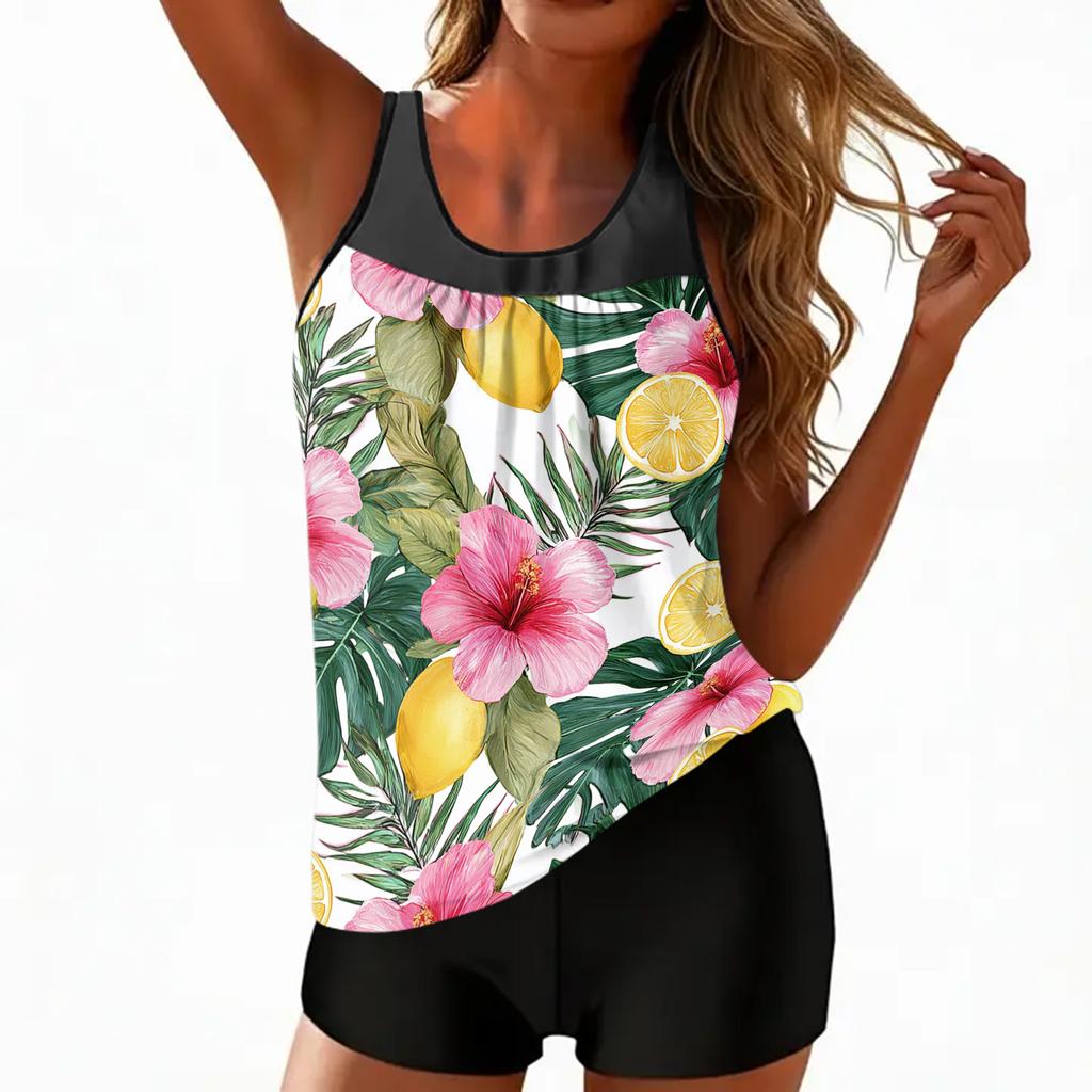 Women's Bohemian Print Split Swimsuit Sport Swimsuit