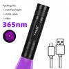 365nm Mini UV Led Blacklight Flashlight Usb Rechargeable Nail Lamp Pet Stain Leakage Marker Ore Money Scorpion Detection Lights
