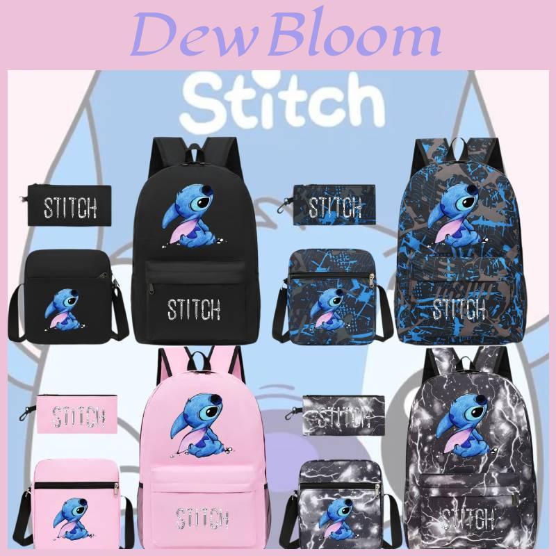 Stylish Black Stitch Backpack Set With Versatile Shoulder Bag And Pencil Case For School