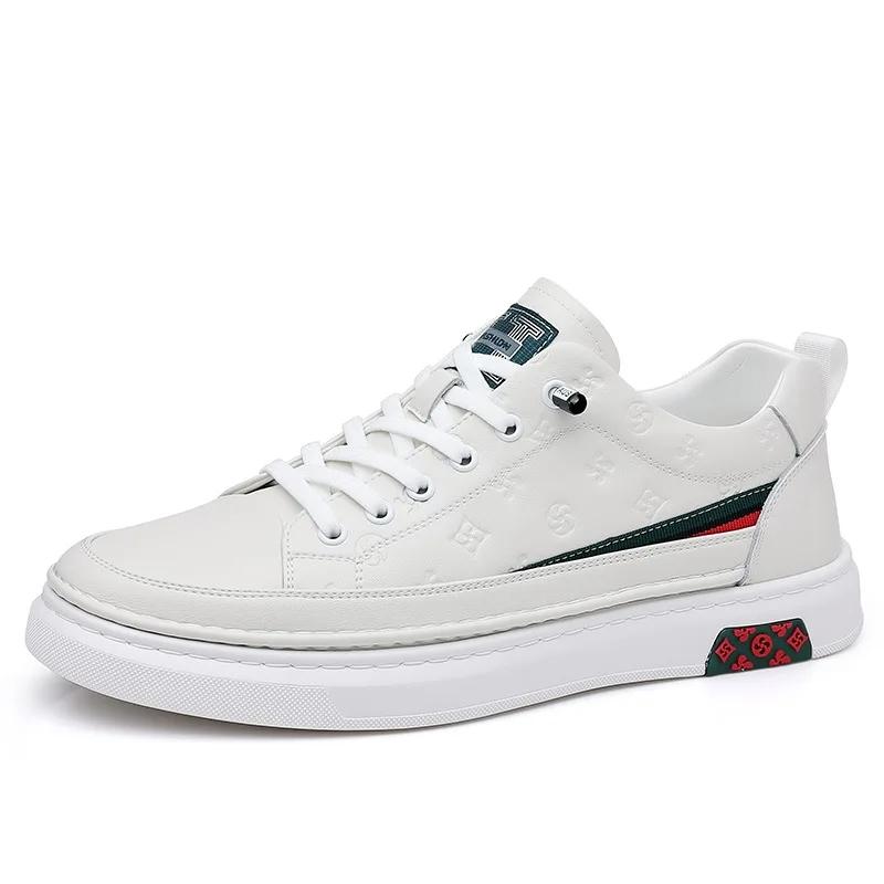 New Spring New Shoes for Men Genuine Leather Casual Shoes Leisure Flats Skateboard Shoes Cow Leather Youth Lace-up Sneakers