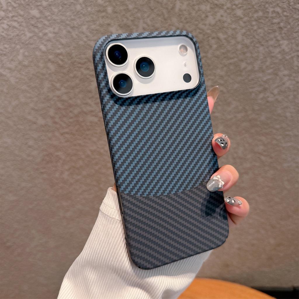 Retro Carbon Fiber Kevlar Pattern Hard Case For iPhone 17 Air 16 15 14 Plus 13 12 Pro Max 11 Lines Texture Bumper Cover
