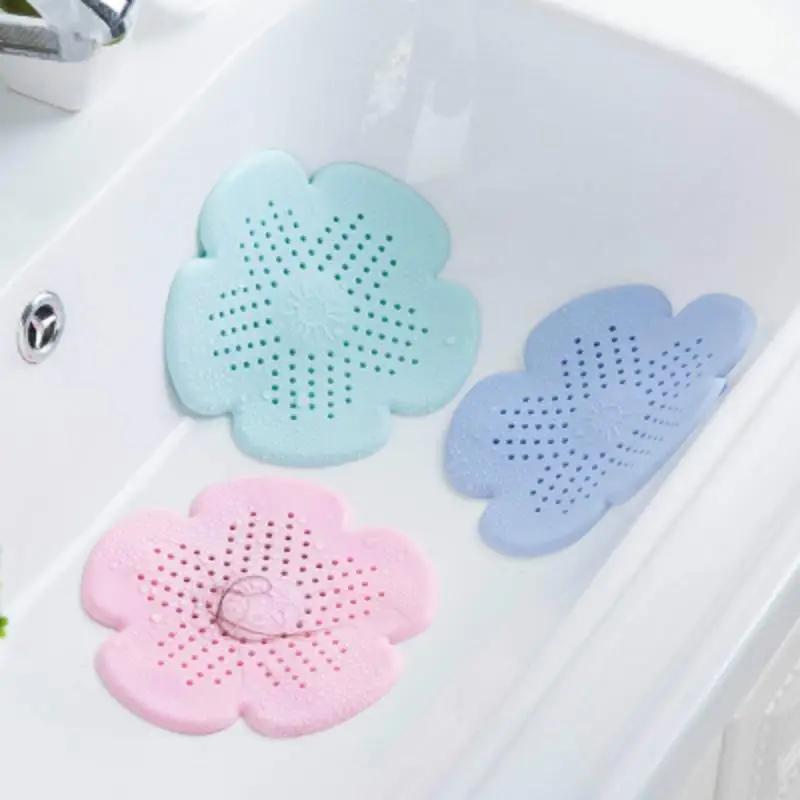 TPR Silicone Flower Shape Sink Plug Sewer Drainage Hair Clogging Bathroom Kitchen Sink Filter Floor