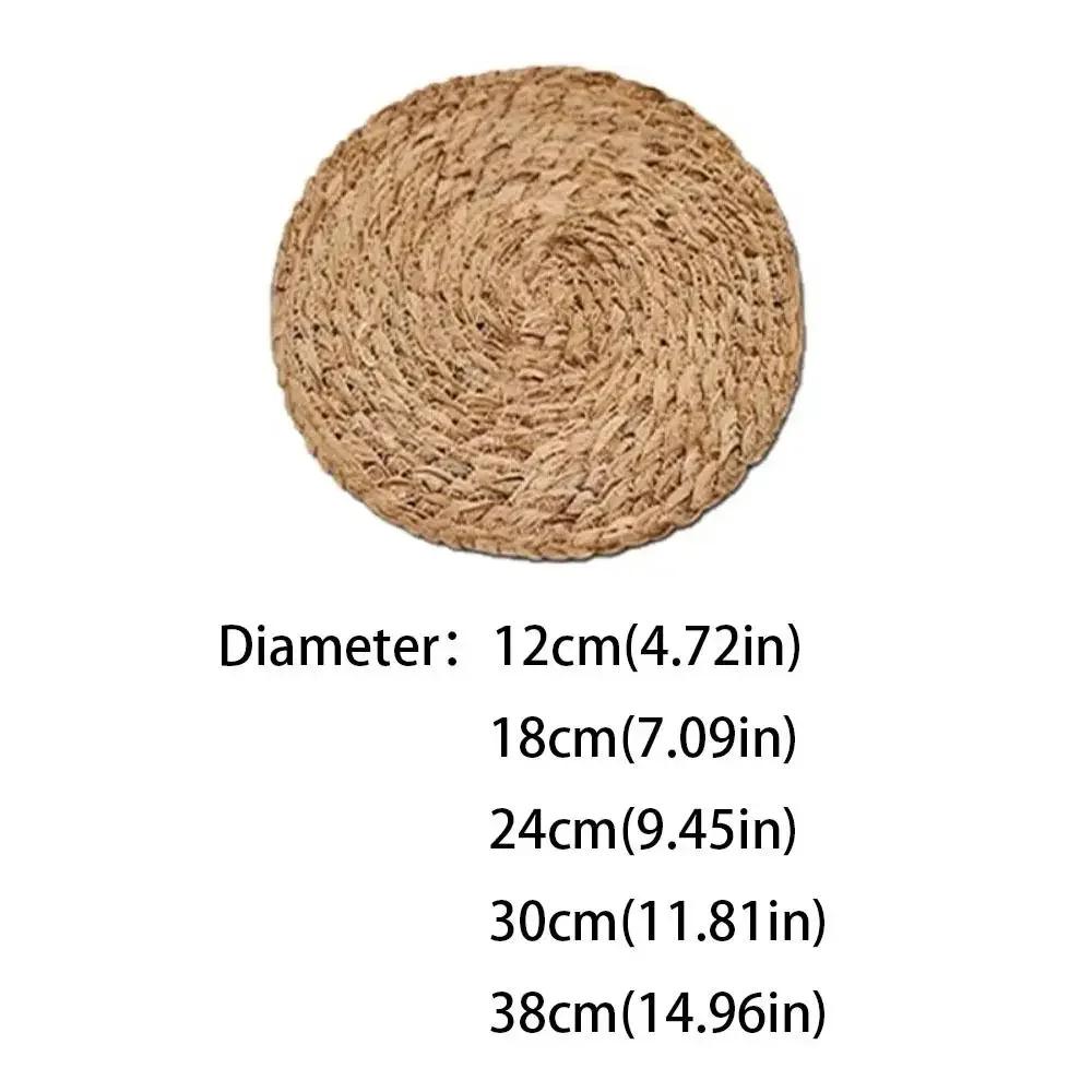Round Handwoven Rattan Placemats Round Heat Insulation Mats Natural Woven Table Mats Slip Heat Resistant Table Mat for Dining