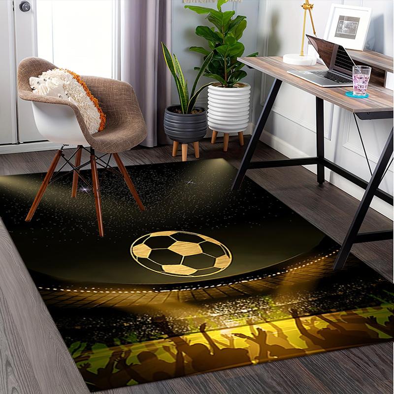 Golden Soccer Ball Chair Mat Office Carpet, Oversized Rug for Home Decor, Sofa Mat, Desk Pad Gift, Suitable for Bedroom, Living Room, Various Rooms
