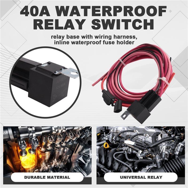 Electric Fuel Pump Relay Wiring Harness Kit Universal 40A Waterproof 12V Switch P/N 30247