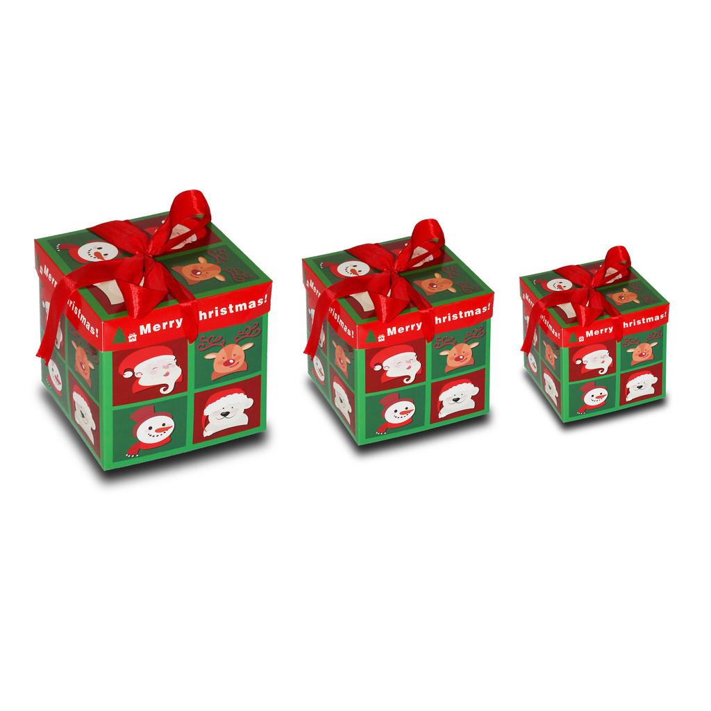 Delightful Three Piece Christmas Gift Box Set Featuring Cheerful Cartoon Design For Holidays