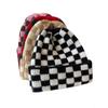New Autumn Winter Checkered Cap Versatile Large Head Shape Slim Fashionable Cold Cap European American Style Warm Knitted Hats
