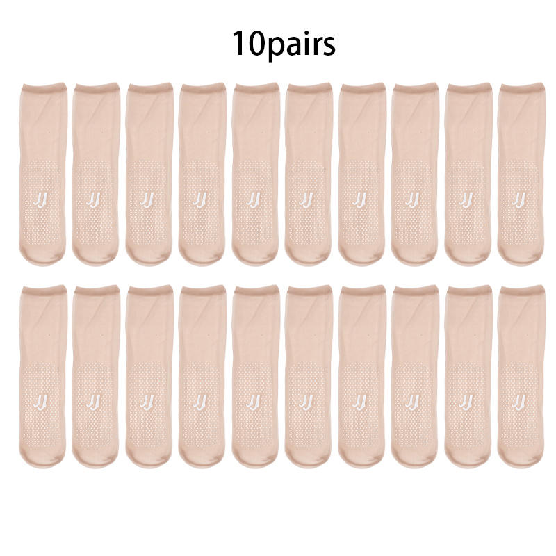 10Pairs Ultrathin Women Socks Summer Transparent Anti Slip Silk Socks Casual Elastic Invisible Socks Wear Resistant Hook Socks