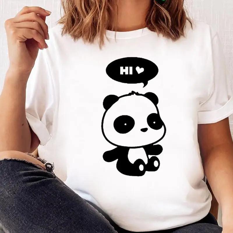 Women Print T Shirt Panda New Love Trend Graphic Tshirt Tee FeUnisex Cartoon Fall Autumn Top Ladies Fashion Clothing