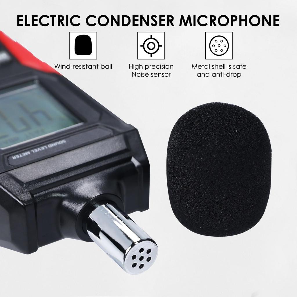 Decibel Sound Level Meter Digital Audio Noise Measurement Device with LCD Backlight Sound Detector for School Meter, 30-130dB Max/Min Display,