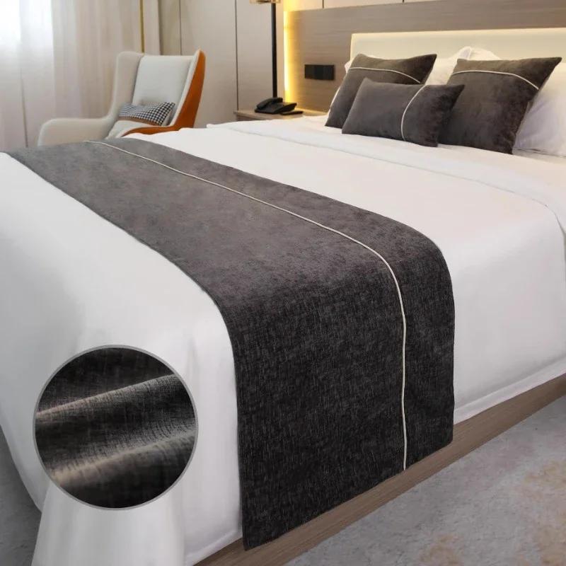 Solid color Bedspreads Bed Runner Double Layer Bed Flag Throw Bedding Single Queen King Bed Cover Towel Home Hotel Decorations