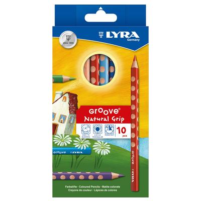 LYRA Stationery Colored Pencil Triangular Grip Beautiful Color Groove 10 Color Set