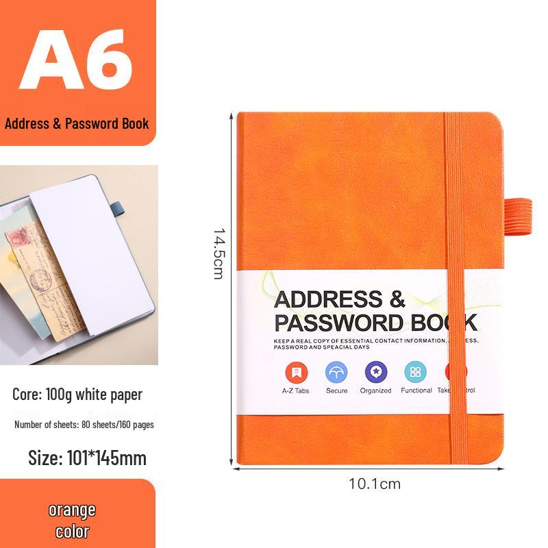 A6 PU Leather Business Notebook with LOGO and Password Organizer