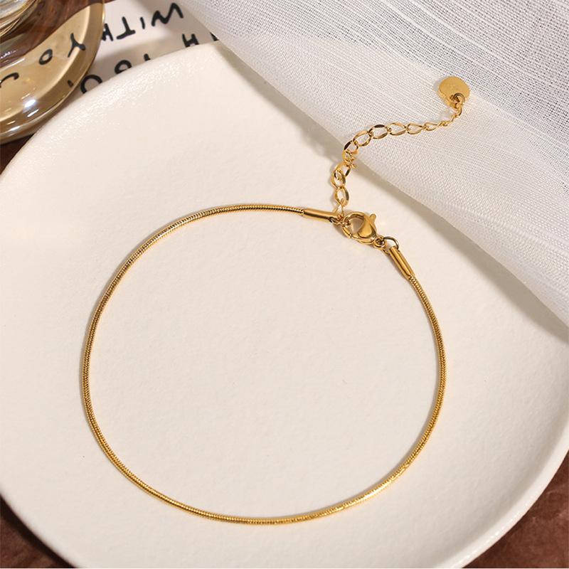 

316L Stainless Steel Simple Round Snake Bone Chain Anklet For Women Girl New Waterproof Gift
