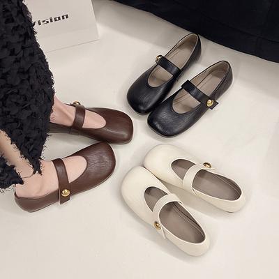 Französischer Retro-Diagonalkopf mit lässigen Mary Jane Kleinleder-Damenschuhen, die die Füße nicht ermüden und weiche Sohlen haben, Pendlerschuhe