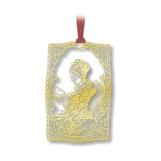 Gold Bookmark Reading Girl B012 Metal Durable Bookmark Delicate Design Gold Shine Stainless Steel Etching