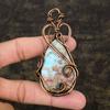 Caribbean Larimar Handmade Copper Wire Wrap Jewelry Pendant 1.89" t1a92