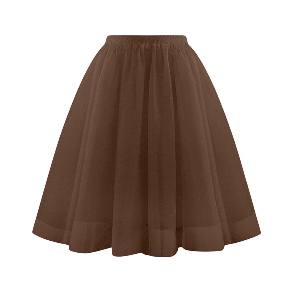 Women's Fashion Solid Color Half Skirt Party Ballet Puff Skirt Mesh Skirt