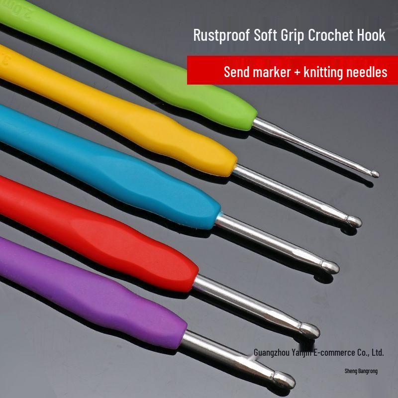 Crochet Hook Set with Soft Handle & Stainless Steel Needles for DIY Handmade Knitting