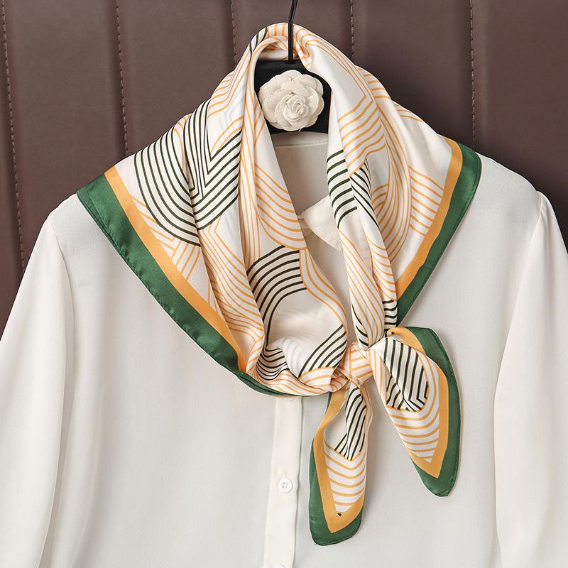 Luxury Print Satin Silk Square Scarf for Women Shawl Hijab Neckerchief Female Hair Ribbon Headband Fashion Wrap Bandana 2023 New